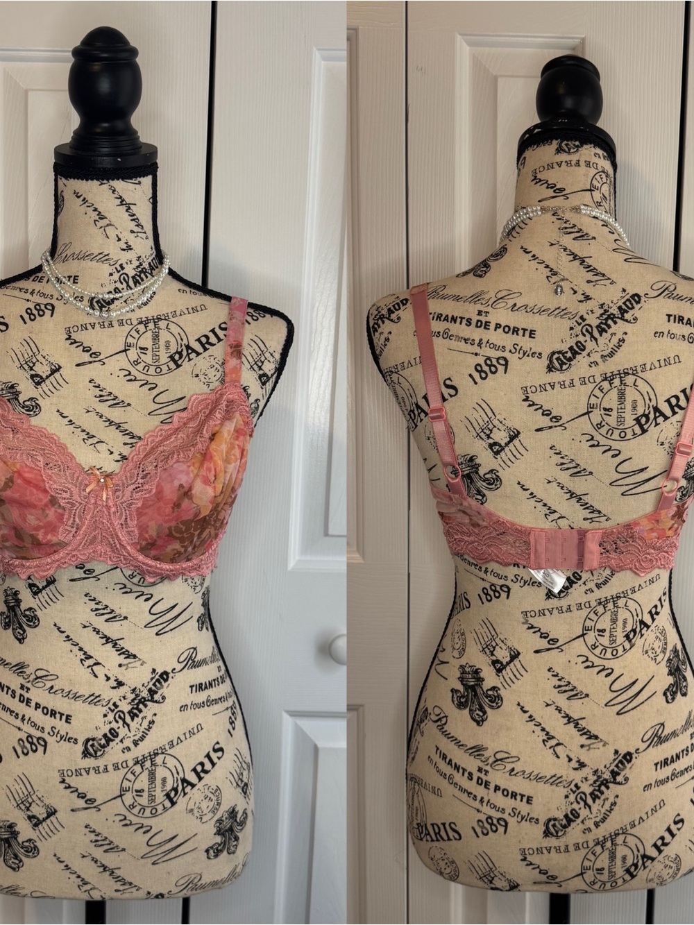 Floral Lace Underwire Bra in Dusty Rose
